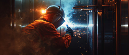 Industrial welder at work.の素材