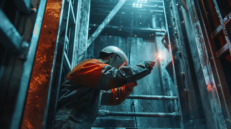 welder working in shipyardの素材