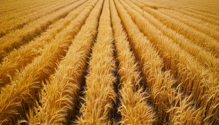 An aerial shot of a vast wheat field.の素材