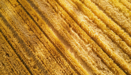 An aerial shot of a wheat field.の素材