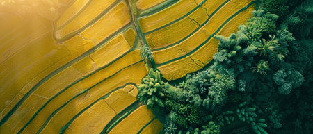 An aerial shot of rice terraces in Baliの素材