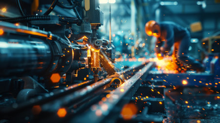 Industrial metalworking. Sparks from welding.の素材