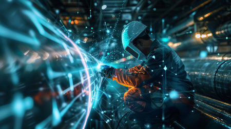 Astronaut in futuristic spacesuit exploring an alien planetの素材