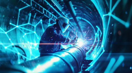 Welder working on a project.の素材