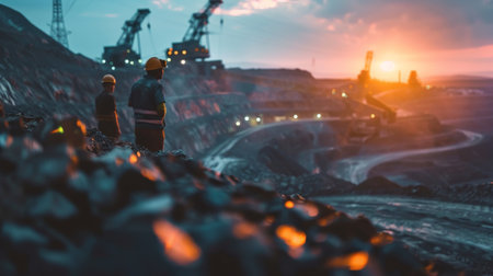 The large machines work in the quarry to extract resourcesの素材