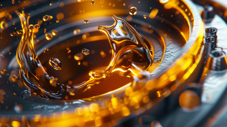 Oil being poured into an engine in slow motionの素材