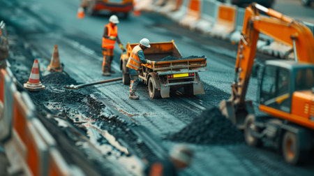 Road construction and repair.の素材