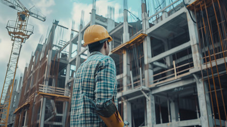 Construction worker at the construction siteの素材