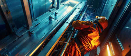 welder working on the ship's hullの素材