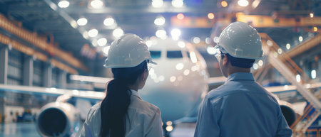 Engineer and businesswoman working together in warehouse, freight transportation concept.の素材