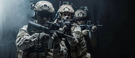 Special forces soldiers in actionの素材