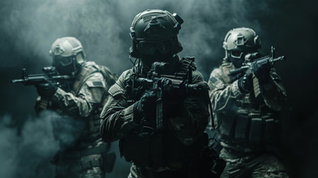 Special forces soldiers in actionの素材