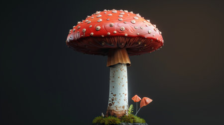 realistic painting of a red mushroom with white spotsの素材