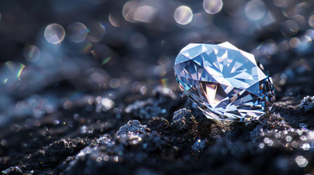 A beautiful diamond sparkles in the light.の素材
