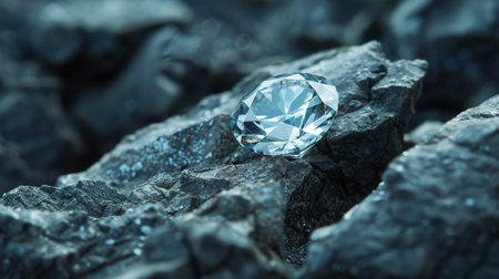 Diamond on the stone background. Jewelry background. Macro shot.の素材