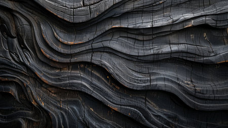 A dark wood grain texture with a wavy pattern.の素材