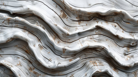 3D rendering of a wooden surface with a wavy pattern.の素材