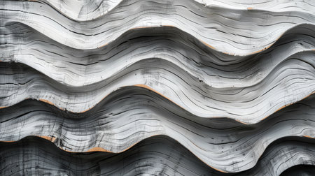 A wooden surface with wavy pattern painted white.の素材