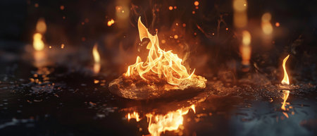 Burning candle in the dark. Burning candle in the dark.の素材