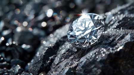 A diamond is shown on a rough surface.の素材