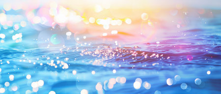 Abstract blurred background of water surface and bokeh light. 3d renderingの素材