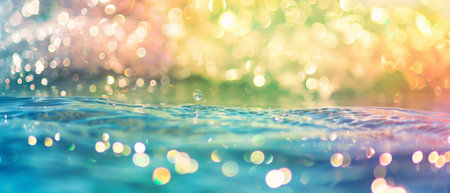 Abstract blurred bokeh background of water surface with bokeh lightsの素材