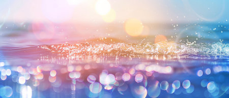 Water splashes on the surface of the sea with bokeh backgroundの素材