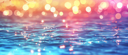Abstract bokeh background. Defocused bokeh lights on the water surface.の素材