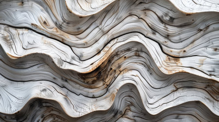 A wooden surface with wavy grain pattern.の素材