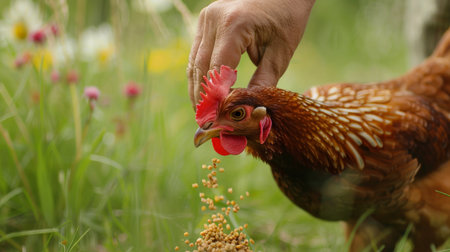 chickens on the farm. Selective focus. nature.の素材