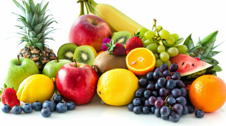 A variety of fruits are arranged in a visually appealing way.の素材