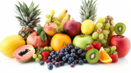 A variety of fruits are arranged in a visually appealing way.の素材