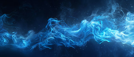 Blue smoke flowing through spaceの素材