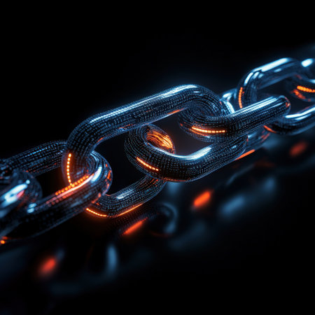 Crypto exchange visual with glowing links on black, ideal for tech brandingの素材