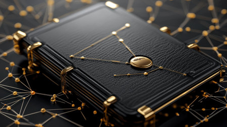 Cryptocurrency wallet concept with digital connections on black, high-qualityの素材