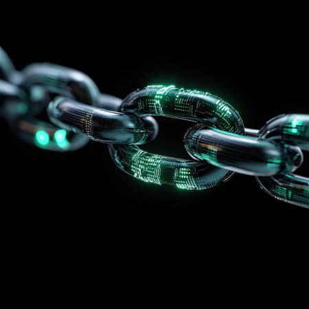 Crypto exchange visual with glowing links on black, ideal for tech brandingの素材