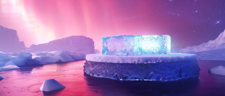 Fantasy landscape with floating ice.の素材
