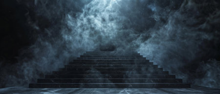 Mystical dark background with stairs and lightの素材