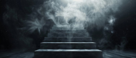 Dark and mysterious staircase leading to an unknown place.の素材