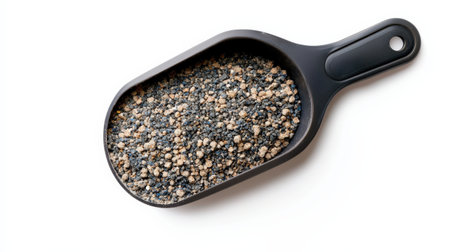 Animal feed scoop isolated on white, ideal for livestock and farm brandingの素材