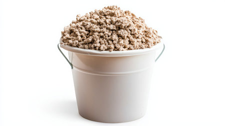 Cattle feed bucket isolated on white, ideal for animal care and farm visualsの素材
