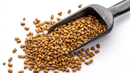 Animal feed scoop isolated on white, ideal for livestock and farm brandingの素材