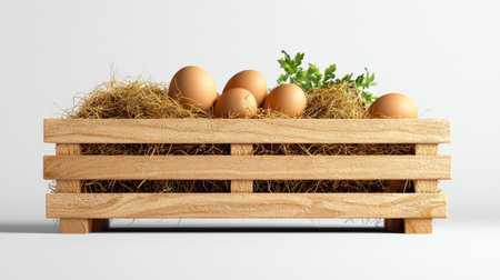 Chicken nest box isolated on white, perfect for poultry farm and egg production brandingの素材