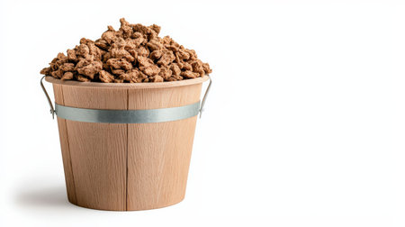 Cattle feed bucket isolated on white, ideal for animal care and farm visualsの素材