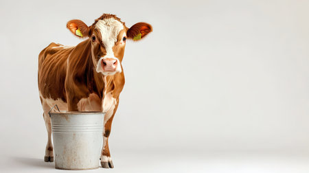 Cattle feed bucket isolated on white, ideal for animal care and farm visualsの素材