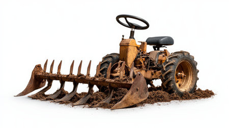 Crop sprayer tool isolated on white, perfect for modern agriculture visualsの素材
