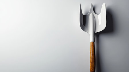 Farm shovel with wood handle, isolated on white background, great for farm and garden conceptsの素材