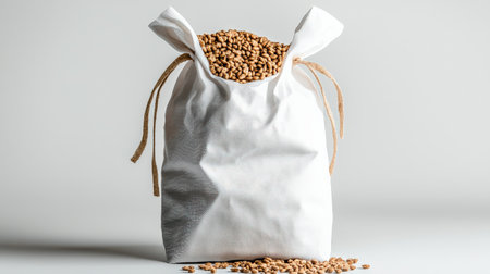 Feed bag isolated on white, ideal for livestock and farm-themed visualsの素材