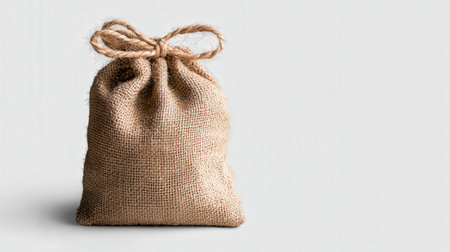 Grain sack isolated on white, ideal for farm produce and rural brandingの素材