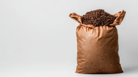 Manure bag isolated on white, ideal for organic gardening and agriculture brandingの素材